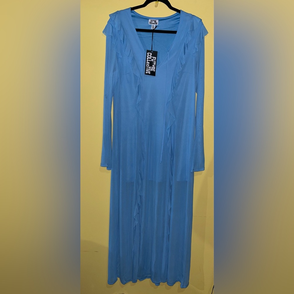 Future Collective Dresses Women's Long Sleeve Ruffle Maxi Dress - Picture 2 of 4